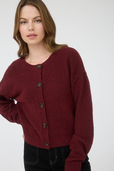 writing love letters knit cardigan | deep red