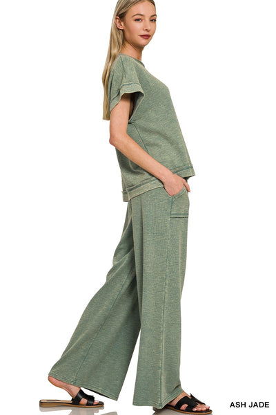 take your pick washed slub wide leg pants | ash jade