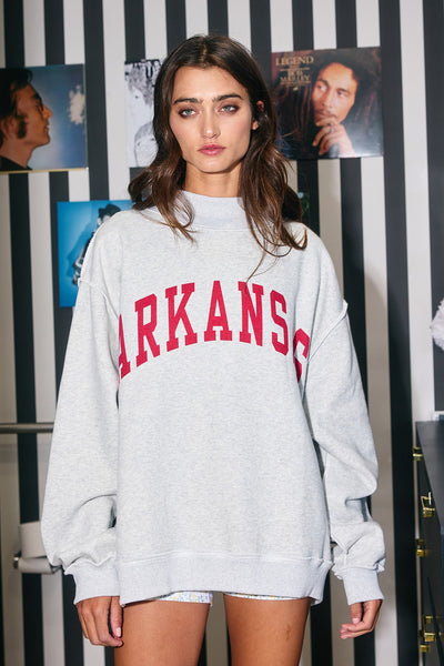 arkansas/AR reversible mock neck sweatshirt | heather grey
