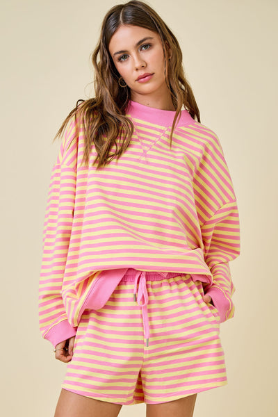 cozy feels striped mock neck | pink lemonade