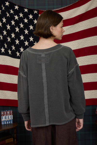 anyone can see reverse stitch knit top | charcoal