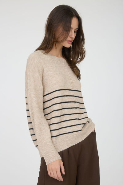 take my time striped lightweight sweater | khaki