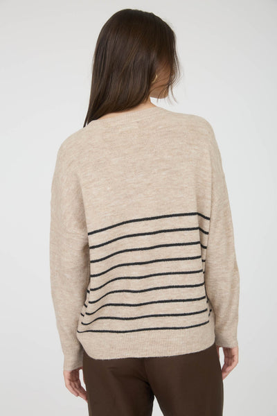 take my time striped lightweight sweater | khaki