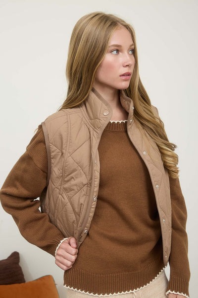 on the mark quilted puffer vest | mocha