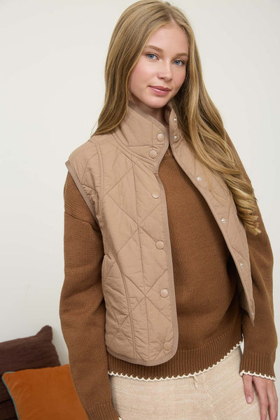 on the mark quilted puffer vest | mocha