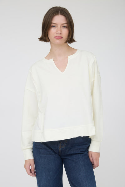 stay close washed exposed seam top | ivory