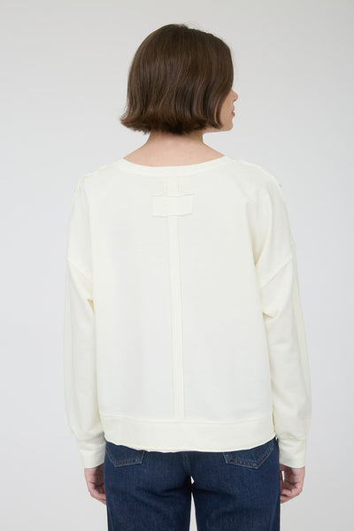 stay close washed exposed seam top | ivory