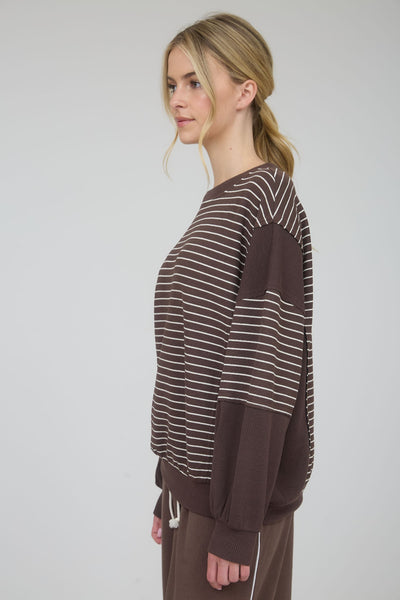 it's a need contrast stripe knit top | brown