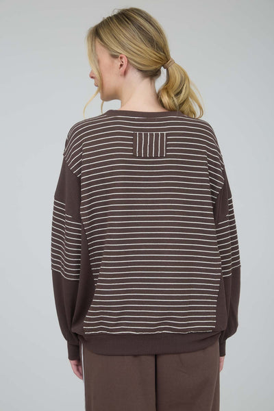 it's a need contrast stripe knit top | brown