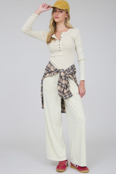 running the show washed wide leg lounge pants | khaki