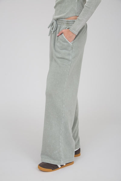 running the show washed wide leg lounge pants | olive