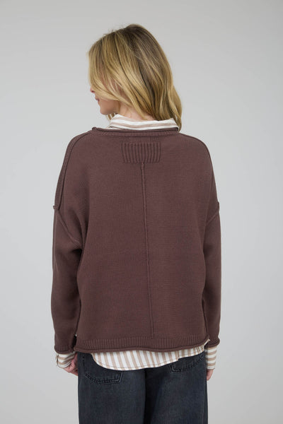 key element raw edge sweater | brown