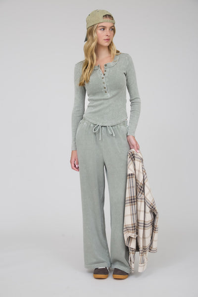 all the best washed ribbed knit top | olive