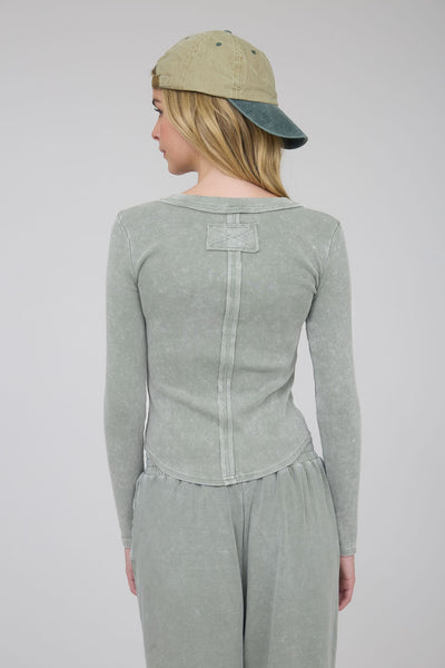 all the best washed ribbed knit top | olive