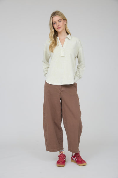 everything good washed polo knit top | oatmeal