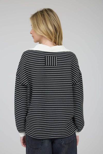 uptown ease contrast stripe knit top | black