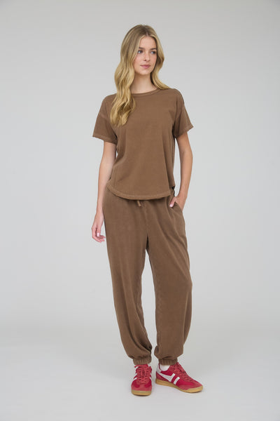 truth be told washed drawstring joggers | brown