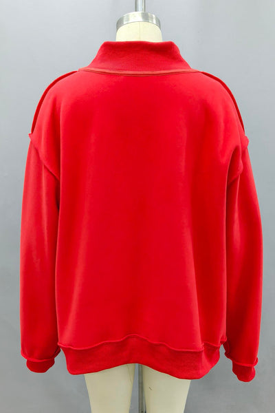 merry embroidered mockneck sweatshirt | red