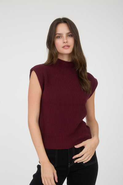 just a dream mock neck sweater | burgundy
