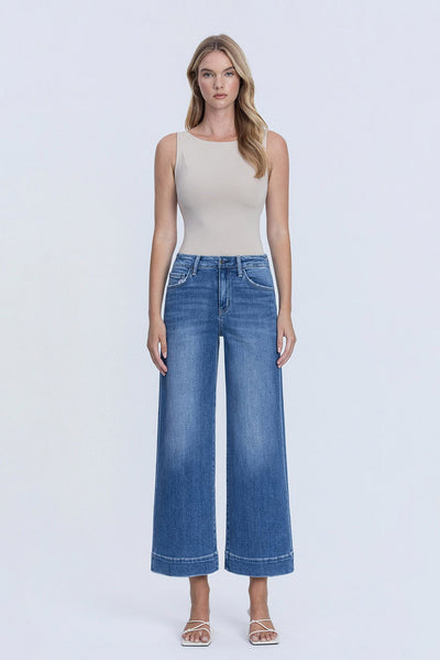 milo high rise crop wide trouser jeans | let it rain