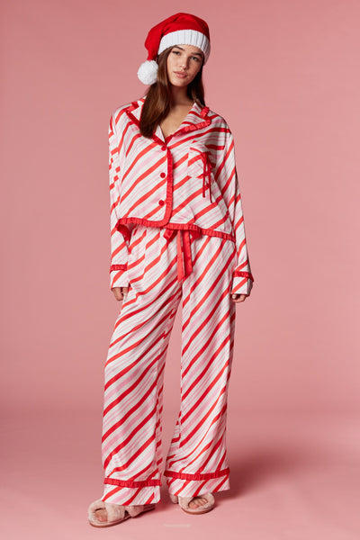 candy cane stripe pajama set | red + pink