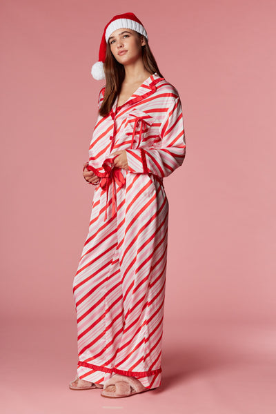 candy cane stripe pajama set | red + pink