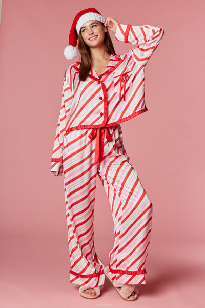 candy cane stripe pajama set | red + pink