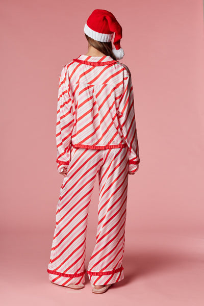 candy cane stripe pajama set | red + pink