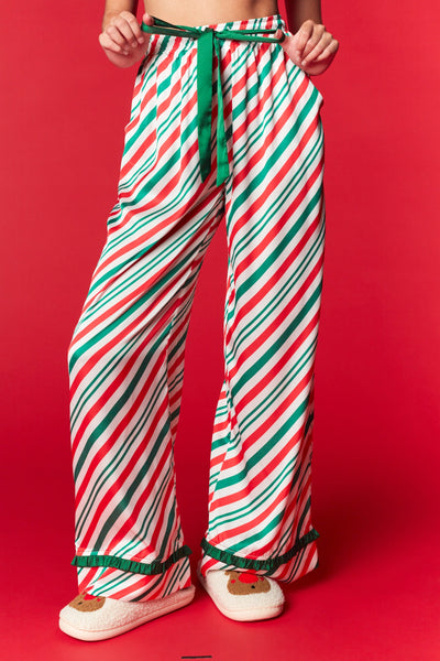 candy cane stripe pajama set | green + red