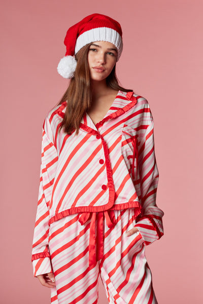 candy cane stripe pajama set | red + pink