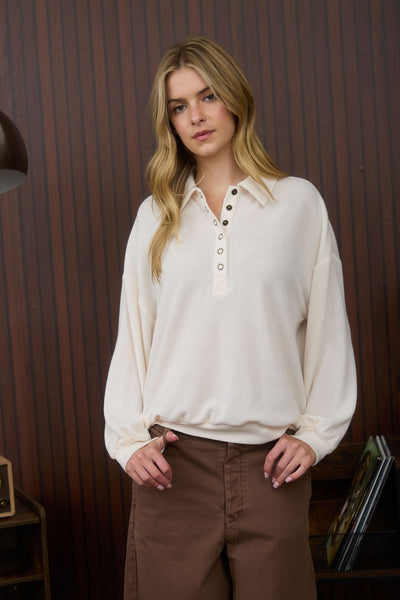 final edit snap button knit top | cream