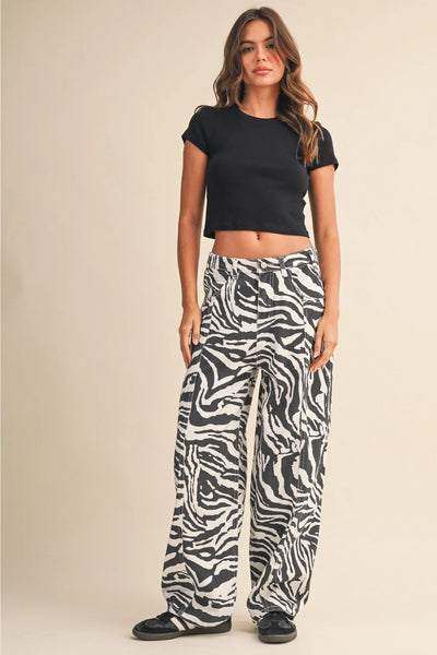 bowman wide leg barrel jeans | zebra print