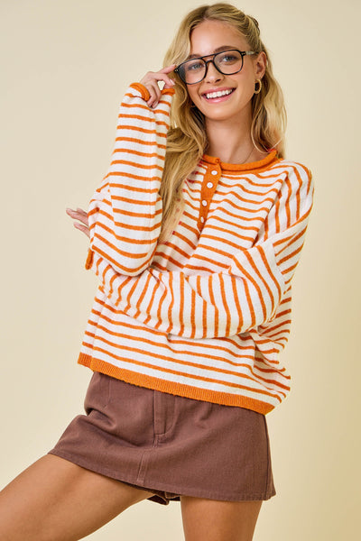 a certain something striped knit henley | sunkist