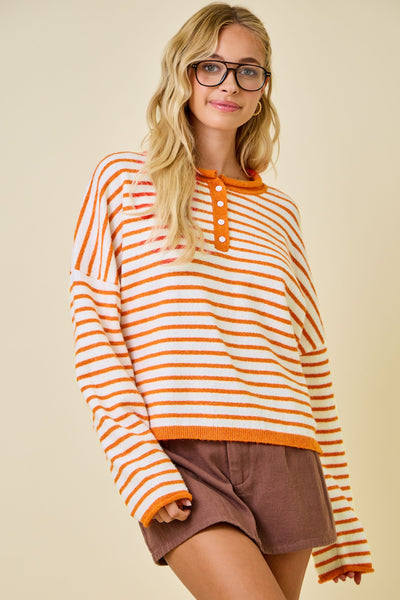 a certain something striped knit henley | sunkist