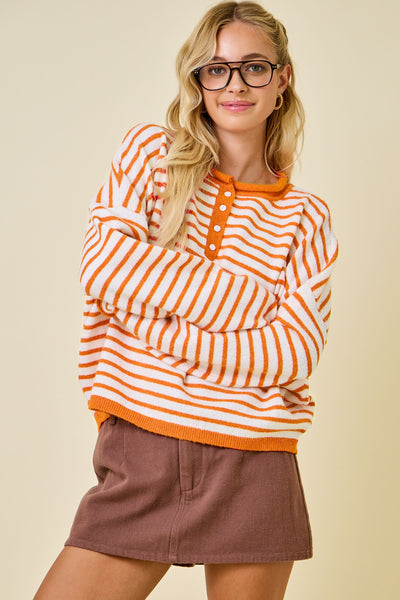 a certain something striped knit henley | sunkist