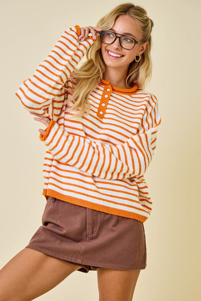 a certain something striped knit henley | sunkist