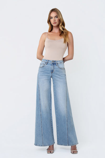ellie mid rise twisted seam palazzo jeans | sulphur springs