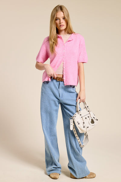 twice as nice short sleeve cardigan | pink