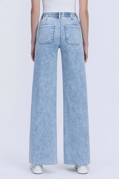 kolby high rise drawstring waist wide leg jeans | clearly