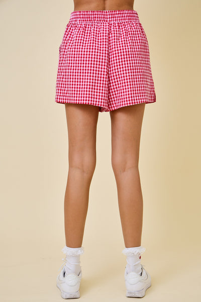 the happiest thing gingham boxer shorts | red