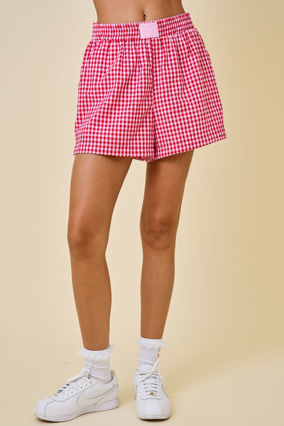 the happiest thing gingham boxer shorts | red