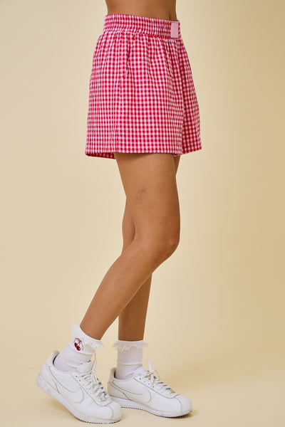 the happiest thing gingham boxer shorts | red