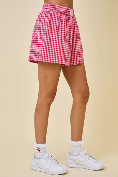 the happiest thing gingham boxer shorts | red
