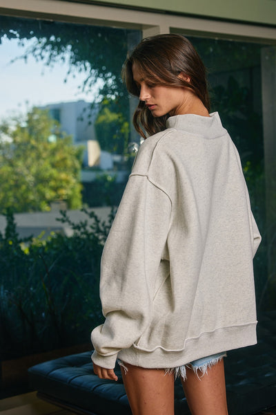 freedom + legacy reversible mock neck sweatshirt | ash grey