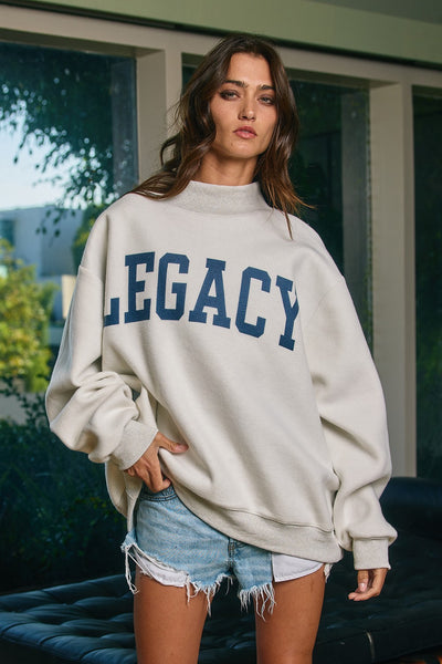 freedom + legacy reversible mock neck sweatshirt | ash grey