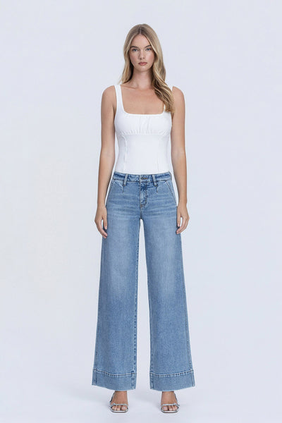 maxwell mid rise wide trouser hem jeans | understanding