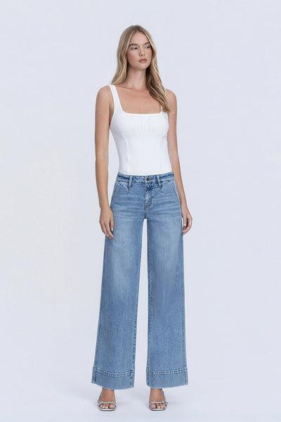 maxwell mid rise wide trouser hem jeans | understanding