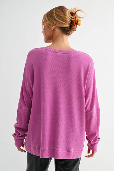 tied to perfection waffle knit top | new orchid