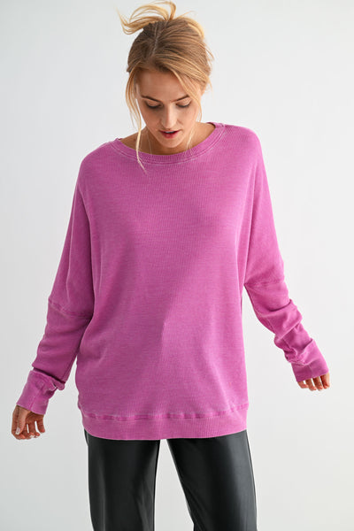 tied to perfection waffle knit top | new orchid