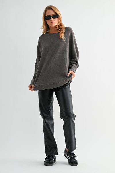 tied to perfection waffle knit top | espresso